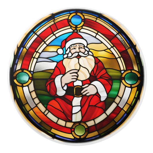 Imitats Festverglaster Santa Keramikknauf (Vorderseite)