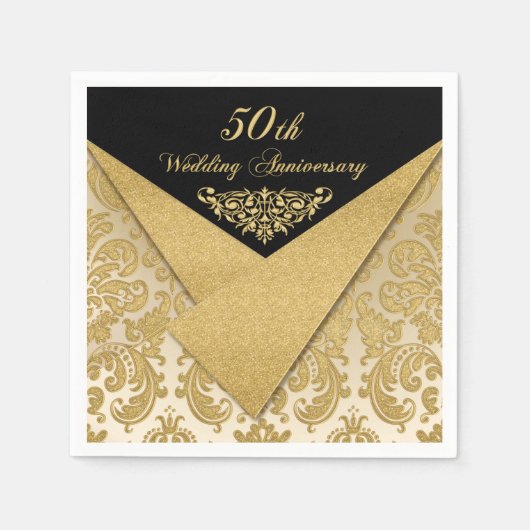 IMITATS Flaps Damask 50. Hochzeitstag Neapel Serviette (Vorderseite)
