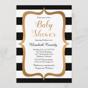 Imitats Foil Black Stripes Kinderdusche Einladung