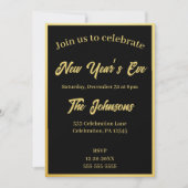 Imitats Foil Gold Black Foto Silvester Party Einladung (Vorderseite)