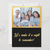 Imitats Foil Gold Black Foto Silvester Party Einladung (Rückseite)