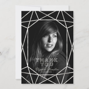 Imitats Foil Silver Gem Abschluss Foto Vielen Dank Ankündigung