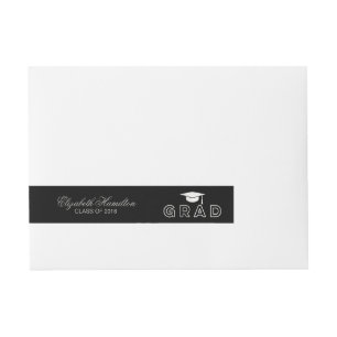 Imitats Foil Silver Graduation Cap Elegant Grad Rundum-Adressaufkleber