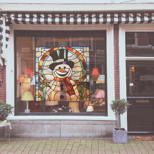 Imitats gestanzter Glass Snowman Grosser Fensteraufkleber