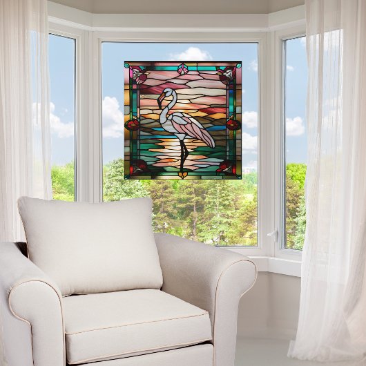 Imitats gesteinigt Glass Flamingo Fensteraufkleber