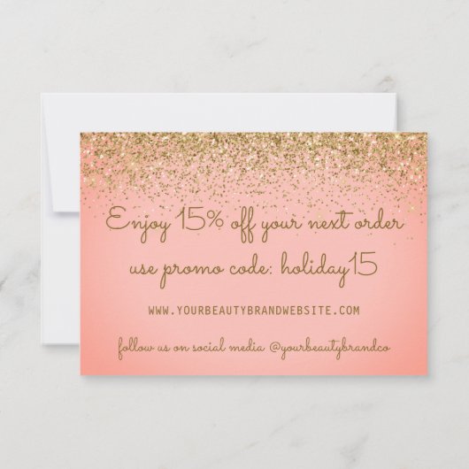 Imitats Glitterie Rose Gold Weihnachtsfeiertag Dankeskarte (Rückseite)