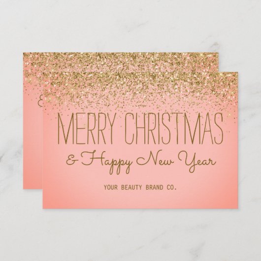 Imitats Glitterie Rose Gold Weihnachtsfeiertag Dankeskarte (Vorne/Hinten)