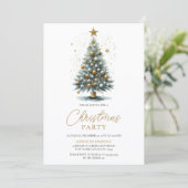 Imitats Glittering Wasserfarbener Weihnachtsbaum Einladung (Stehend Vorderseite)