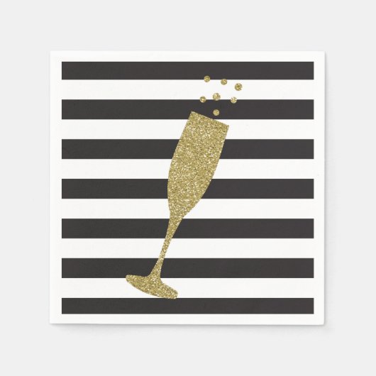Imitats Glitzer Champagne Flute Chic Papier Napkin Serviette (Vorderseite)