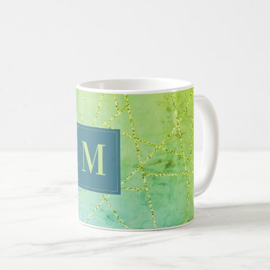 Imitats Glitzer Geometrisches Monogramm Kaffeetasse (VorderseiteRechts)