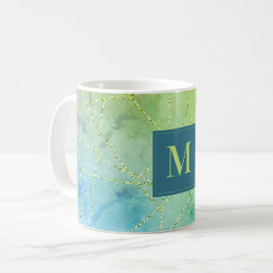 Imitats Glitzer Geometrisches Monogramm Kaffeetasse