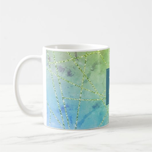 Imitats Glitzer Geometrisches Monogramm Kaffeetasse (Links)