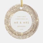 Imitats Glitzer Gold Circles 1. Weihnachtsmeilenst Keramik Ornament (Vorne)