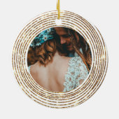 Imitats Glitzer Gold Circles 1. Weihnachtsmeilenst Keramik Ornament (Hinten)