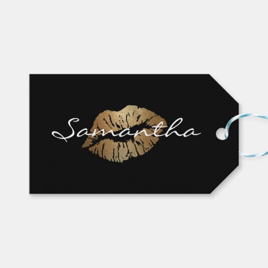 Imitats Glitzer Gold Kiss Geschenkanhänger (Vorderseite (Horizontal))