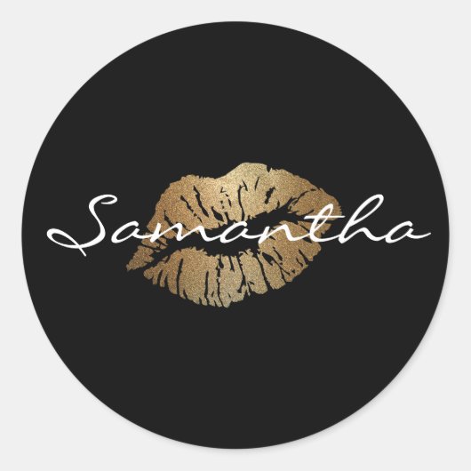 Imitats Glitzer Gold Kiss Runder Aufkleber (Vorderseite)