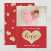 Imitats Glitzer Herz | Valentinstag Karten (Vorne/Hinten)