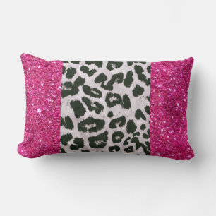 Imitats Glitzer Leopard Print Lumbar Theke Kissen