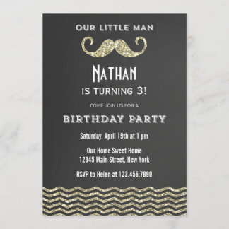 Imitats Glitzer Mustache Geburtstagseinladung Einladung