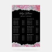 Imitats Glitzer Pink-Reihenfolge Preisliste Acrylschild (Vorderseite)