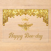Imitats Glitzer Queen Bee Happy Birthday Acryleinladungen (Vorderseite)
