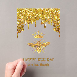 Imitats Glitzer Queen Bee Happy Geburtstagskarte Acryleinladungen