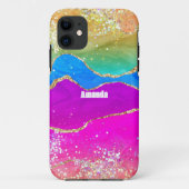 Imitats Glitzer Rainbow Agate Case-Mate iPhone Hülle (Rückseite)