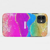 Imitats Glitzer Rainbow Agate Case-Mate iPhone Hülle (Rückseite (Horizontal))
