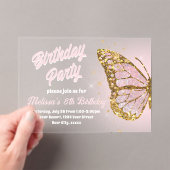 Imitats Glitzer Schmetterlingsdesign Geburtstag Ei Acryleinladungen (Insitu (Handheld))