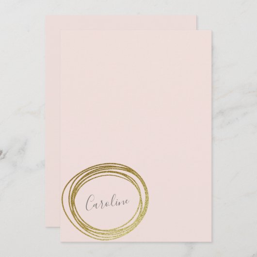 Imitats Gold Abstrakt Circle Design Skriptname Mitteilungskarte (Vorne/Hinten)