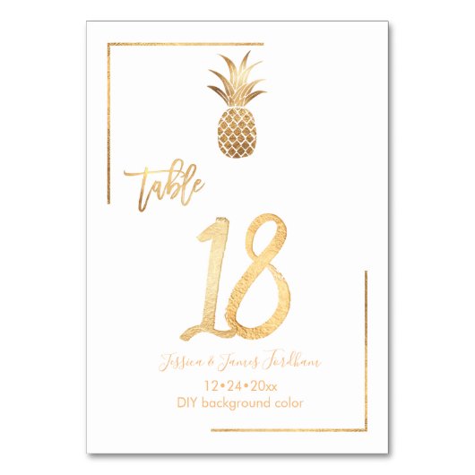 Imitats Gold Ananas Hochzeit Tischnummer 1-100 (Rückseite)