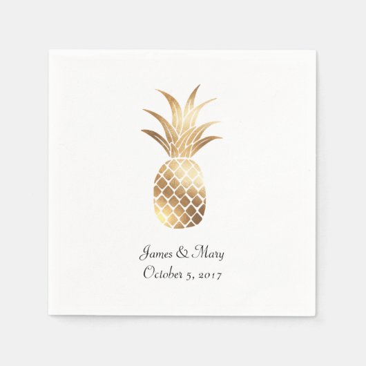 Imitats Gold Ananas Hochzeitscocktail Napkins Serviette (Vorderseite)