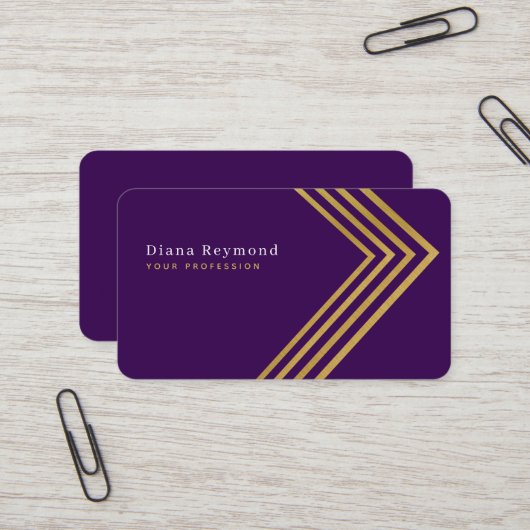Imitats Gold Angle Strips Moderne Lila Visitenkarte (Vorderseite/Rückseite Beispiel)