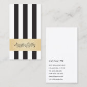 Imitats Gold Black and White Strip Eventplaner Visitenkarte (Vorne/Hinten)
