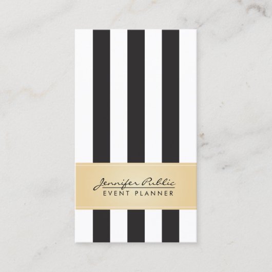 Imitats Gold Black and White Strip Eventplaner Visitenkarte (Vorderseite)