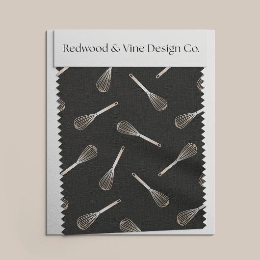 Imitats Gold & Black Kitchen Whisk Muster Stoff