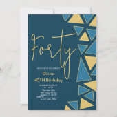 Imitats Gold & Blue Einladung zum Geburtstag (Vorderseite)