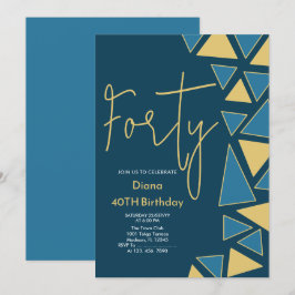 Imitats Gold & Blue Einladung zum Geburtstag