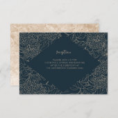 Imitats Gold Botanische Rahmen Hochzeitsszenierung RSVP Karte (Vorne/Hinten)