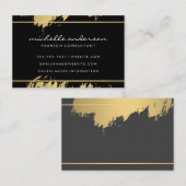 Imitats Gold Bürste Schwarz Grau Gold Border Visitenkarte (Vorne/Hinten)