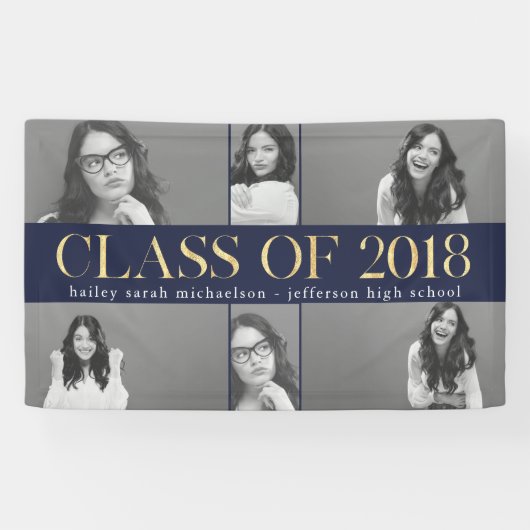 Imitats Gold Class of 2018 Abschluss FotoCollage Banner (Horizontal)