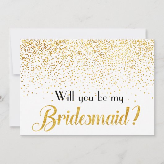 Imitats Gold Confetti Dots Werden Sie meine Brides Einladung (Vorderseite)