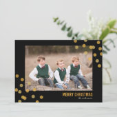 Imitats Gold Confetti Foto Frohe Weihnachtskarte Einladung (Stehend Vorderseite)