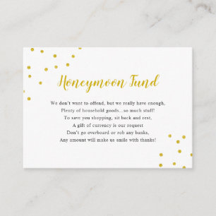 Imitats Gold Confetti Honeymoon Fund Begleitkarte