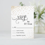 Imitats Gold Confetti Script Typografie UAWG RSVP Karte (Stehend Vorderseite)