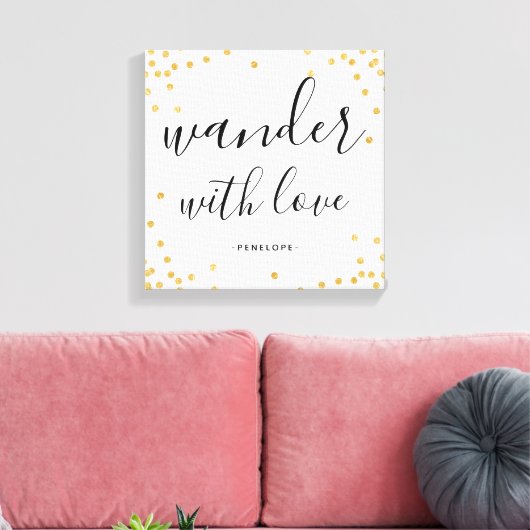 Imitats Gold Confetti Wander mit Liebe Leinwand (Insitu (Wohnzimmer))