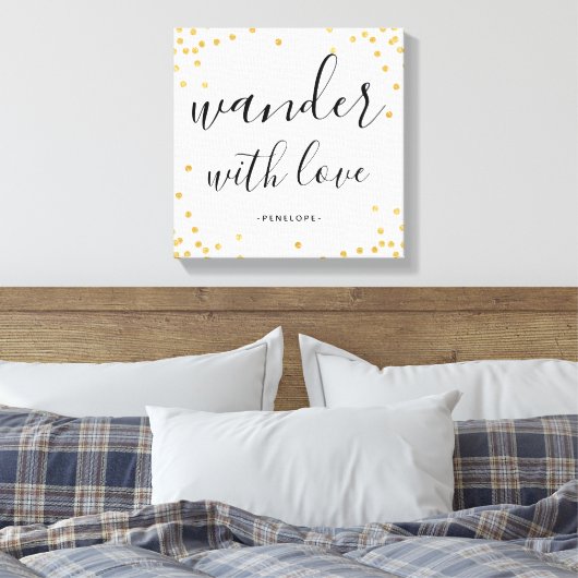 Imitats Gold Confetti Wander mit Liebe Leinwand (Insitu (Schlafzimmer))