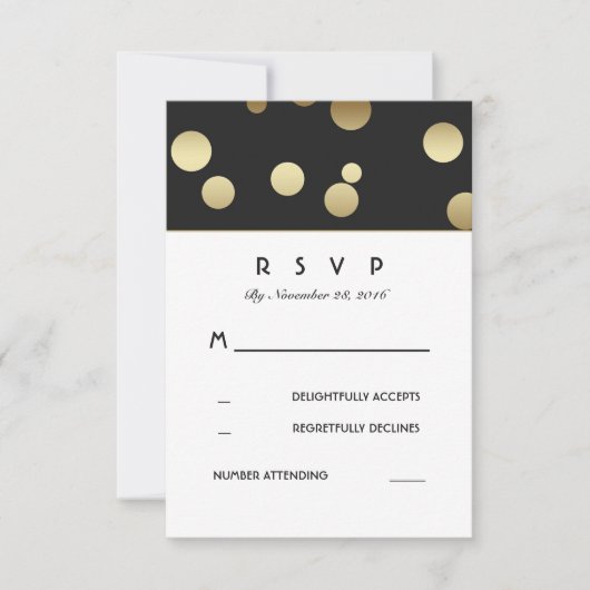 Imitats Gold Confetti Wedding RSVP Cards Karte (Vorderseite)