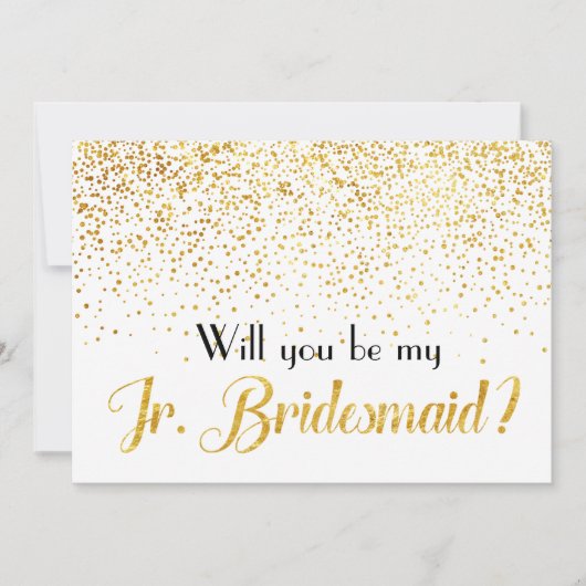 Imitats Gold Confetti Werden Sie mein Jr. Bridesma Einladung (Vorderseite)