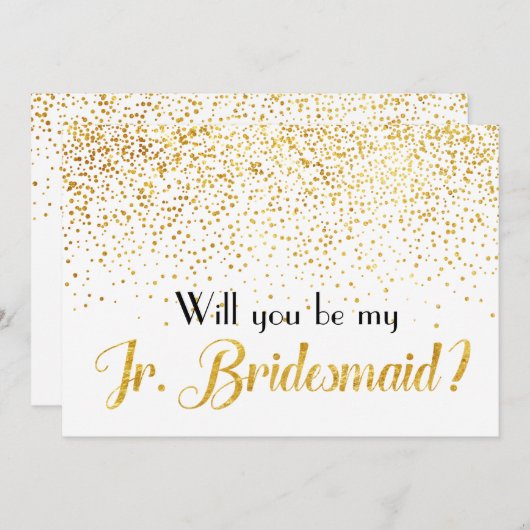 Imitats Gold Confetti Werden Sie mein Jr. Bridesma Einladung (Vorne/Hinten)